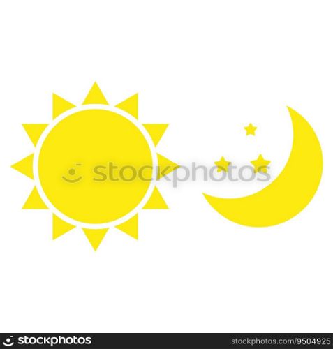 Sun and moon flat icon. Sign yellow sun and moon. Vector illustration. EPS 10. Stock image.. Sun and moon flat icon. Sign yellow sun and moon. Vector illustration. EPS 10.