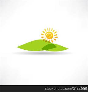 Sun and mountains icon