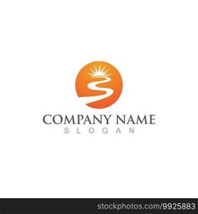 sun and river logo and symbol vector 