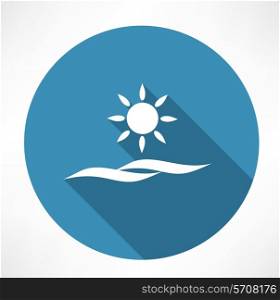 sun and sea icon. Flat modern style vector illustration