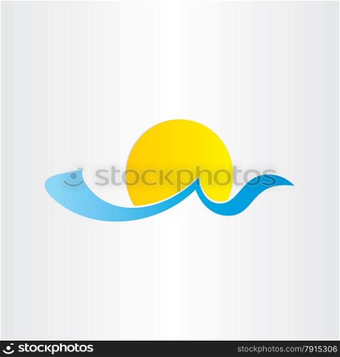 sun and sea wave summer water icon blue tropical tourism