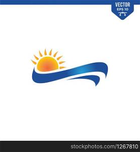 Sun and wave logo design concept