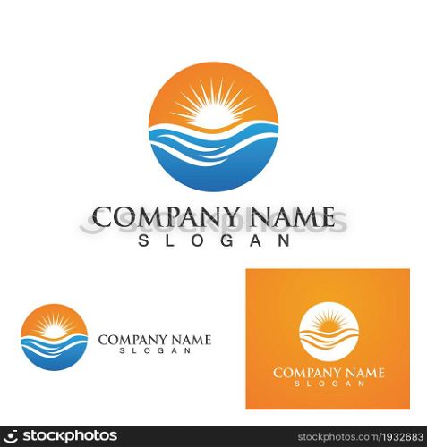 Sun and wave logo Vector illustration Icon