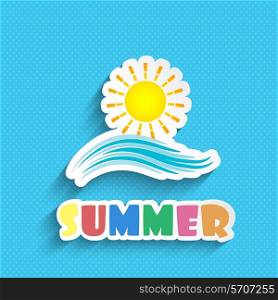 Sun and wave summer icon on a spotted background