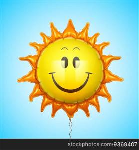 Sun, balloon, sky, summer, heat, smile. Vector illustration.
