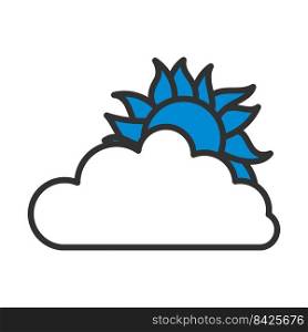 Sun Behind Clouds Icon. Editable Bold Outline With Color Fill Design. Vector Illustration.