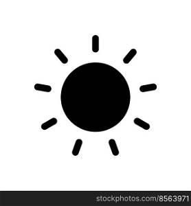 Sun black glyph ui icon. Brightness. Photo editor. Simple filled line element. User interface design. Silhouette symbol on white space. Solid pictogram for web, mobile. Isolated vector illustration. Sun black glyph ui icon