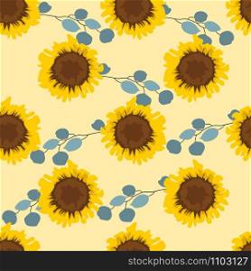sun blossom flowers repeat pattern fabric. textile background mosaic design
