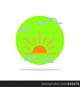 Sun, Brightness, Light, Spring Abstract Circle Background Flat color Icon