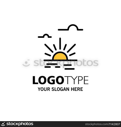 Sun, Brightness, Light, Spring Business Logo Template. Flat Color
