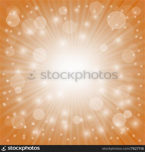 Sun Burst on Orange Background. Ray Background with Stars.. Sun Burst