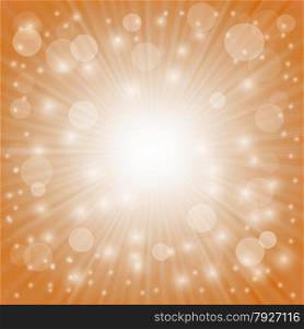 Sun Burst on Orange Background. Ray Background with Stars.. Sun Burst