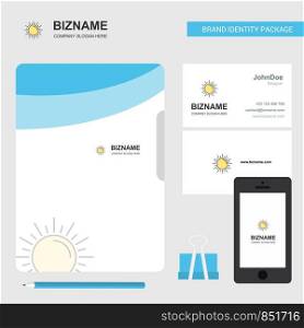 Sun Business Logo, File Cover Visiting Card and Mobile App Design. Vector Illustration