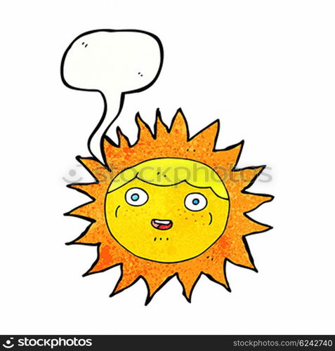 sun cartoon character with speech bubble