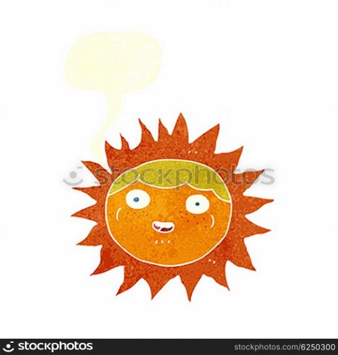 sun cartoon character with speech bubble