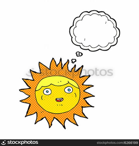 sun cartoon character with thought bubble