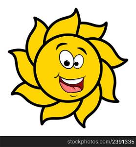 Sun character with eyes. Vector illustration isolated on white background.