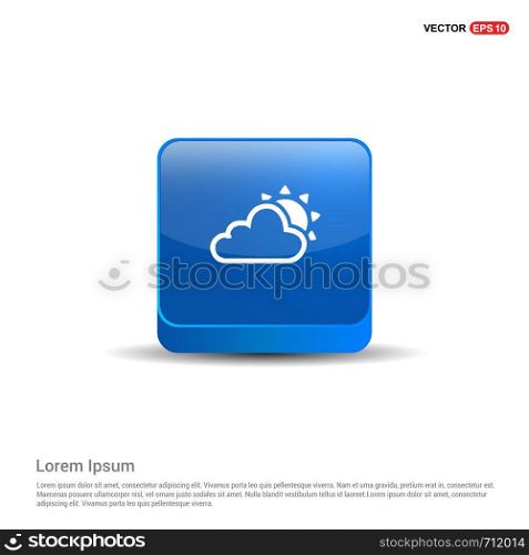 Sun Cloud Icon - 3d Blue Button.