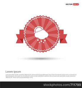 Sun Cloud Icon - Red Ribbon banner