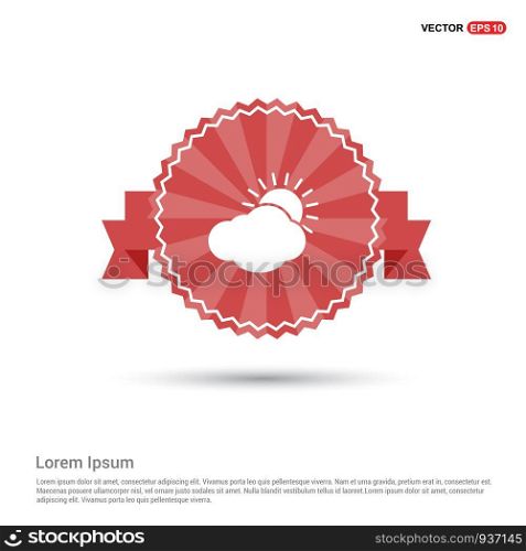 Sun Cloud Icon - Red Ribbon banner
