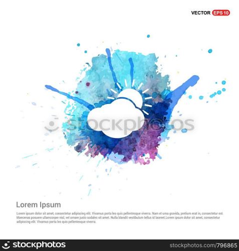 Sun Cloud Icon - Watercolor Background