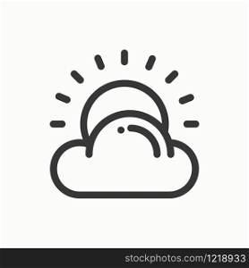 Sun, cloud line simple icon. Weather symbols. Meteorology. Forecast design element. Template for mobile app, web and widgets. Vector linear icon. Isolated illustration. Flat sign. Logo. Sun, cloud line simple icon. Weather symbols. Meteorology. Forecast design element. Template for mobile app, web and widgets. Vector linear icon. Isolated illustration. Flat sunlight, sign. Logo.