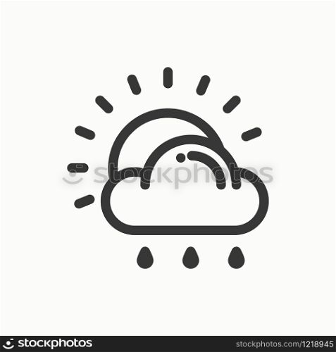 Sun, cloud, rain line simple icon. Weather symbols. Meteorology. Forecast design element. Template for mobile app, web and widgets. Vector linear icon. Isolated illustration. Flat sign. Logo. Sun, cloud, rain line simple icon. Weather symbols. Meteorology. Forecast design element. Template for mobile app, web and widgets. Vector linear icon. Isolated illustration. Flat sunlight, sign. Logo