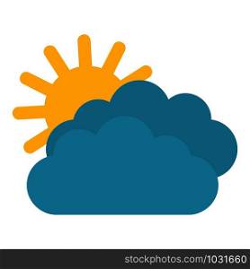 Sun clouds icon. Flat illustration of sun clouds vector icon for web design. Sun clouds icon, flat style
