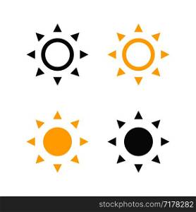 Sun collection vector icon. Sun black and yellow color in flat design. Sun icons. Eps10. Sun collection vector icon. Sun black and yellow color in flat design. Sun icons