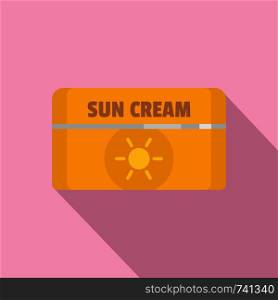 Sun cream icon. Flat illustration of sun cream vector icon for web design. Sun cream icon, flat style
