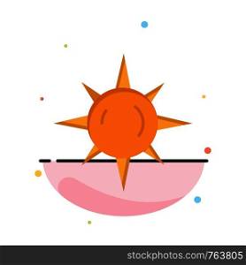 Sun, Day, Light Abstract Flat Color Icon Template