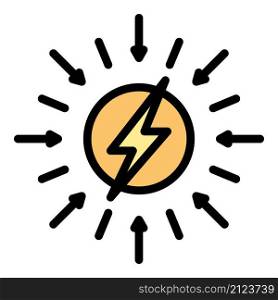 Sun energy icon. Outline sun energy vector icon color flat isolated. Sun energy icon color outline vector