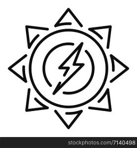 Sun energy icon. Outline sun energy vector icon for web design isolated on white background. Sun energy icon, outline style