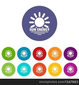 Sun energy icons color set vector for any web design on white background. Sun energy icons set vector color