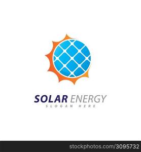 Sun energy logo design template. Creative Solar panel energy electric electricity logo