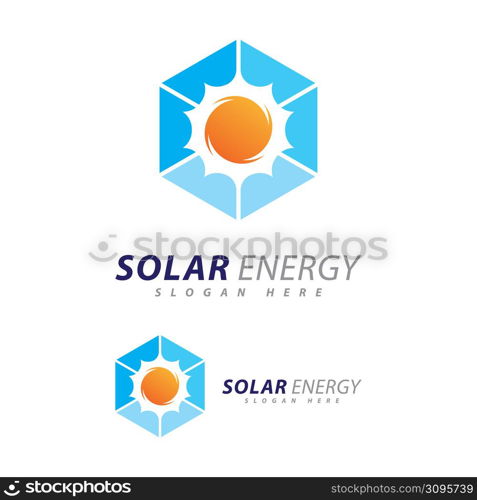 Sun energy logo design template. Creative Solar panel energy electric electricity logo