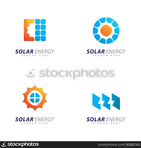 Sun energy logo design template. Creative Solar panel energy electric electricity logo