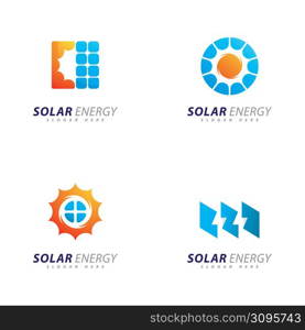 Sun energy logo design template. Creative Solar panel energy electric electricity logo