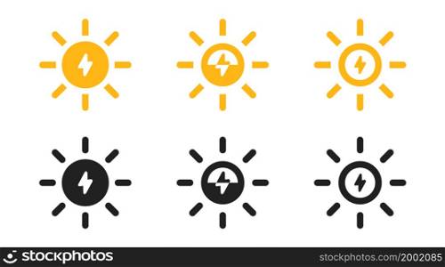 Sun energy vector icon. Solar energy symbol. Renewable power.