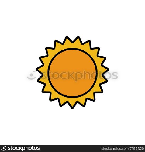 Sun. Filled color icon. Isolated weather vector illustration