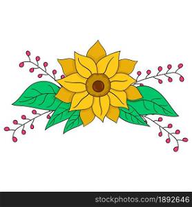 sun flowers doodle drawwing plant. decoration doodle drawing