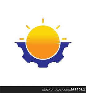 Sun gear vector logo design. Solar panel technology logo concept.	