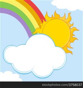 Sun Hiding Behind Cloud And Rainbow