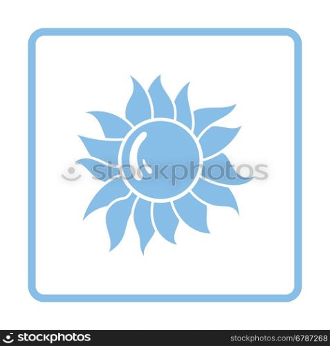 Sun icon. Blue frame design. Vector illustration.