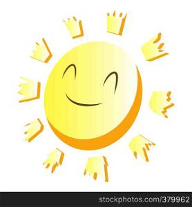 Sun icon. Cartoon illustration of sun vector icon for web design. Sun icon, cartoon style