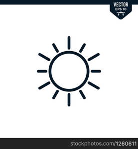 Sun icon collection in outlined or line art style, editable stroke vector