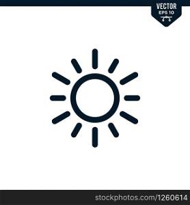 Sun icon collection in outlined or line art style, editable stroke vector