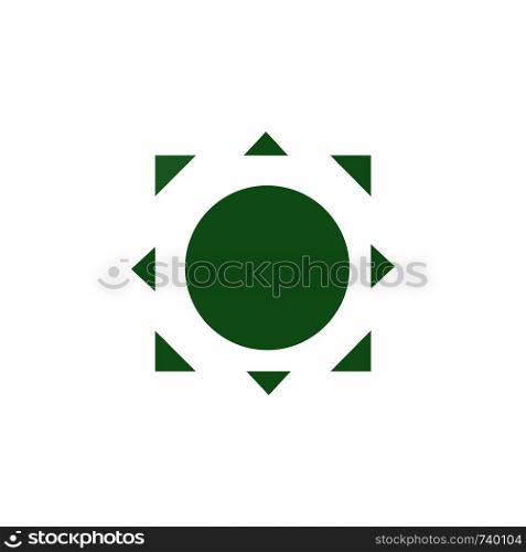Sun icon. Creative logo. Green ecological sign. Protect planet. Vector illustration for design.