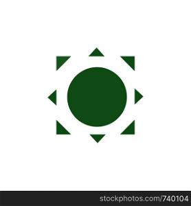 Sun icon. Creative logo. Green ecological sign. Protect planet. Vector illustration for design.