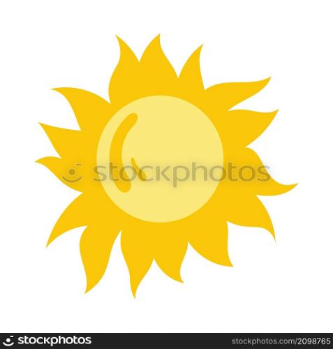 Sun Icon. Flat Color Design. Vector Illustration.